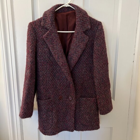 100% Wool Irish Tweed Purple Coat Size XS S M - Picture 2 of 5